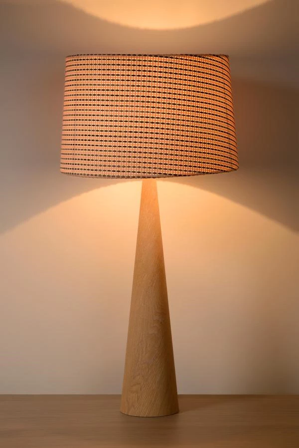 Lucide CONOS - Lampe de table - Ø 35 cm - 1xE27 - Bois clair - ambiance 1